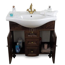 Shop Chic Mobile Bagno 85 cm Arte povera Completo con Specchio e intarsi
