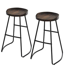 benzoni Set 2 Sgabelli da Bar Alti in Acciaio e Legno 49,5x44x71 cm Marrone Scuro