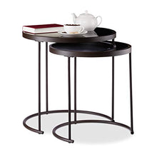 Relaxdays Tavolini Set 2 Pezzi, Tavolinetti Rotondi, Acciaio, Marrone/Nero, H X D: 50 x 50 cm