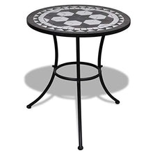 Oushome Tavolo da Bistrot Nero e Bianco 60 cm a Mosaico
