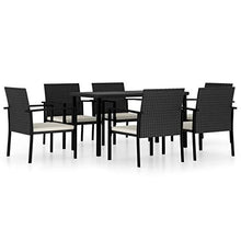 SKM Set da Pranzo da Giardino 7 pz in Polyrattan Nero (50.55kg)