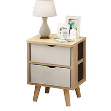 Comodino da Comodino con Gambe in Legno Massello|Tavolino da caffè con Angoli Arrotondati di Design|Comodini con Cassetto in Tessuto|Comodino Multifunzione|Maniglia Arc|Installazione Facile AA~