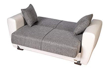 Sweety Divano Letto 2 Posti - Letto Matrimoniale Contenitore - in Tessuto e Ecopelle - Bianco e Grigio
