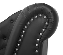Mendler Divano angolare recamiere Classico Stile Vittoriano Chesterfield Ecopelle 76x156x89cm Nero