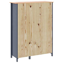 Ausla - Guardaroba a a 2 cassetti e 5 ripiani, armadio per vestiti, armadio, organizer per camera da letto, casa, 127 x 50 x 170 cm, in legno di pino massiccio, grigio e marrone miele