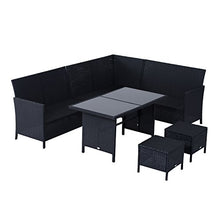 Outsunny Set Mobili Rattan da Esterno 6pz con Cuscini Giardino Nero