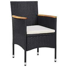 SKM Set Mobili da Pranzo per Giardino 5 pz Nero Polyrattan e Acacia (41.64kg)