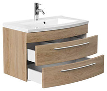 Posseik Rima - Lavabo in Legno di Rovere Sonoma, 82 x 48,5 x 54 cm