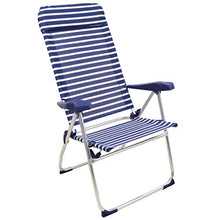 Sedia da spiaggia ARCOIRIS, letto a 4 posizioni con tasca posteriore con maniglie e testata regolabile in altezza (1 Unidad, Rayas Finas Azul y Blanco)
