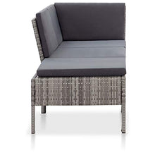 Tidyard 3 pz Set Divano da Giardino, 3 Divani con Cuscini, Set Divani Modulari da Giardino per Esterno, Salottino da Giardino in Polyrattan Grigio