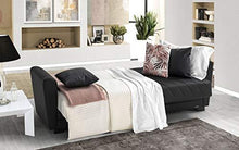 Divano 3 posti nero in similpelle - 220 x 88 x 83h cm, vano contenitore, trasformabile in letto una piazza e mezza - Arredi Casa