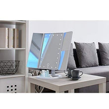 Specchio per il trucco Specchio per il trucco Specchio per il trucco illuminato, 22 LED Specchio per il trucco con luci, Specchio luminoso cosmetico, Touch screen di ingrandimento Tri-Fold 2X 3X Ingra