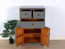 Yajutang - Cassettiera cinese con 3 cassetti, 2 ante, colore: grigio