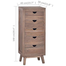 vidaXL Credenza con 5 Cassetti 40x30x100 cm in Legno Massello di Teak