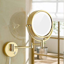 Specchio con ingrandimento 10x/1x, per rasatura e trucco con luci a LED, montaggio a parete, luce chiara a specchio, oro, plug-in