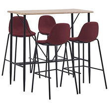 UnfadeMemory Set da Bar Set di mobili per Cucina, Mobili da Bar Tavolo 5 pz in Tessuto Vino Rosso