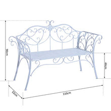 miozzi Panchina in Metallo da Giardino Bianco 134x51x89 cm