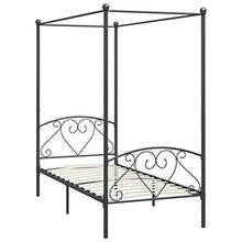 Tidyard Letto a Baldacchino Grigio in Metallo 120x200 cm,Letto a Soppalco,per Camera da Letto, Camera degli Ospiti, Dormitorio