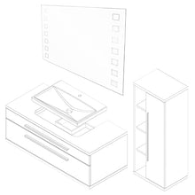 FACKELMANN - Set di mobili da bagno Stanford, 4 pezzi, con mobiletto da appendere e lavabo in ceramica, 110 cm e specchio da bagno a LED