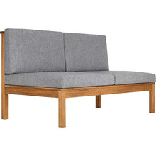 Meubletmoi AYGULF 0541 - Divano da giardino modulabile in legno di acacia e cuscini grigio melange, idrorepellente e sfoderabile