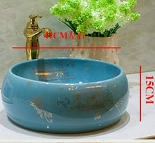 Jgophu - Lavello da bagno sopra lavabo in ceramica con fiori blu