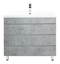 Mobile bagno a terra Via 90 grigio cemento , 3 cassetti senza maniglie