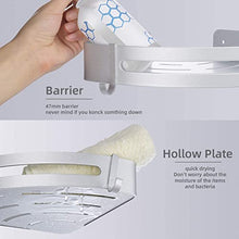 Yizhet 2 pezzi Mensola Doccia per Bagno, Senza Foratura Scaffale da Bagno Angolare Triangolare di Alluminio Rack a Muro con 4 ganci per Cucina Foratura Autoadesivo Montato A Muro (Argento)