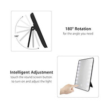 LFK - Specchio da trucco nero con 16 luci a LED, con lampada portatile touch screen, specchio cosmetico da tavolo