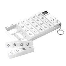 BGSFF Portapillole settimanale con promemoria Timer - Contenitore per Pillole da 7 Giorni a 28 Scomparti per casa e Viaggio - Organizer per medicinali con Allarme, Bianco