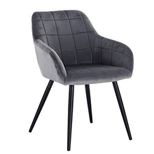 WOLTU BH93dgr-1 Poltroncina Camera da Letto in Velluto Grigio Scuro, Sedia Sala da Pranzo con Braccioli Gambe in Metallo