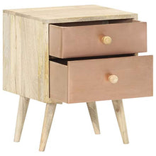 Tidyard Comodino in Legno Massello di Mango con Cassetti,Comodino Rustico,Comodino con Cassetti,Comodino Camera da Letto,Comodino Cameretta,Comodino Rustico 40x35x50 cm
