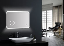 Talos Harmony - Specchio da bagno a LED, 80 x 60 cm, luce posteriore luminosa, specchio cosmetico illuminato con ingrandimento 3x, telaio in alluminio di alta qualità