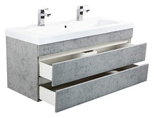 Mobile bagno Talis 120 grigio cemento , doppio , 2 cassetti senza maniglie