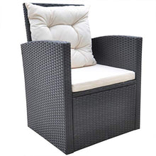 FAMIROSA Set da Pranzo da Giardino 6 pz con Cuscini in Polyrattan Nero