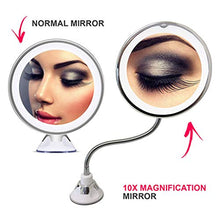 Jiaban, specchio per trucco con luce LED di riempimento, ingrandimento dieci volte, regolabile in altezza a collo di cigno, specchio per trucco