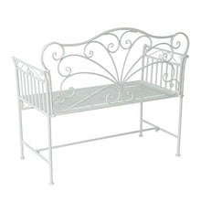 miozzi Panchina 2 Posti da Giardino in Ferro Romantico Bianco 109.5x51x95.5 cm