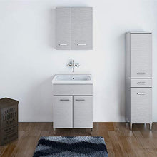 Mobile Lavatoio, L.60xP.50xH.86.5, Grigio, Vasca in Ceramica, con Strofinatoio Integrato