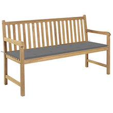 vidaXL Panca da Giardino con Cuscino Grigio 150 cm Legno di Teak