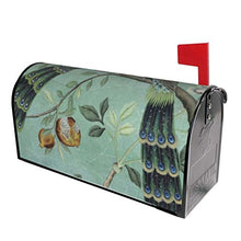 Un Teal Of Bird Chinoiserie magnetico dal design unico, copre la cassetta delle lettere per giardino, cortile, dimensioni standard 53 x 45 cm