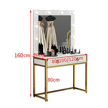 DD&QG Tavolo da Trucco con Specchio con Luce LED,Toeletta Scrivania per Camera da Letto,Tavolo da Toeletta con 10 Luci E 2 Cassetti per Le Donne-B-b 80x40x160cm(31x16x63inch)