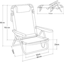 Rainbow Beach Chair, Sedia Pieghevole per Spiaggia, Giardino, Campeggio (2 unità, Strisce blu e bianche)