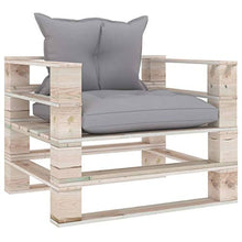 FAMIROSA Divano da Giardino in Pallet con Cuscini Grigi in Legno di Pino