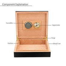 MOBFIDOFG Scatola di sigari Caso di Custodia in Legno di Custodia in Legno nerizzato Humidor Humidifier Humidifier con igrometro con Supporto Sigaro