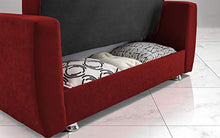 Divano 2 posti in tessuto rosso lavabile - cm. 158 x 87 x 92. con schienale reclinabile.
