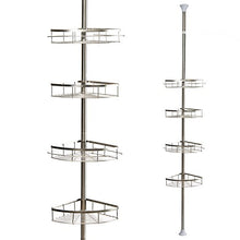 uuhome angolare telescopico per la doccia acciaio inox/rack da bagno ad angolo Scaffale doccia regolabile con bastone Cestino – con 4 ripiani, Metallo, Argento lucido …