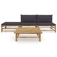 FAMIROSA Set Divani da Giardino 4 pz con Cuscini Grigio Scuro in Bambù-8244