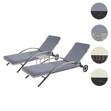 Mendler Set 2X lettini Regolabili da Esterno HWC-E27 polyrattan Grigio con Cuscino Grigio Scuro