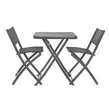Set tavolo grigio con 2 sedie pieghevoli, in ferro e textilene Grigio