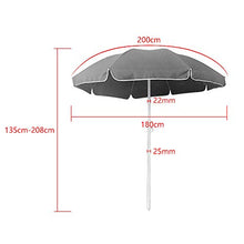 LZQ 200 cm Ombrellone Tondo Ombrello Parasole da Esterno da Giardino da Spiaggia Protezione Solare UV50+ Grigio Scuro