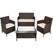 TecTake Set di Mobili da Giardino in Polyrattan | 1 Divano Tavolino, 1 Panca, 2 Sedie con Cuscini | Marrone